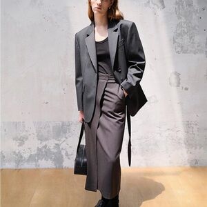 DUNST Essential Two Button Wool Blazer, Charcoal Gray, Size S